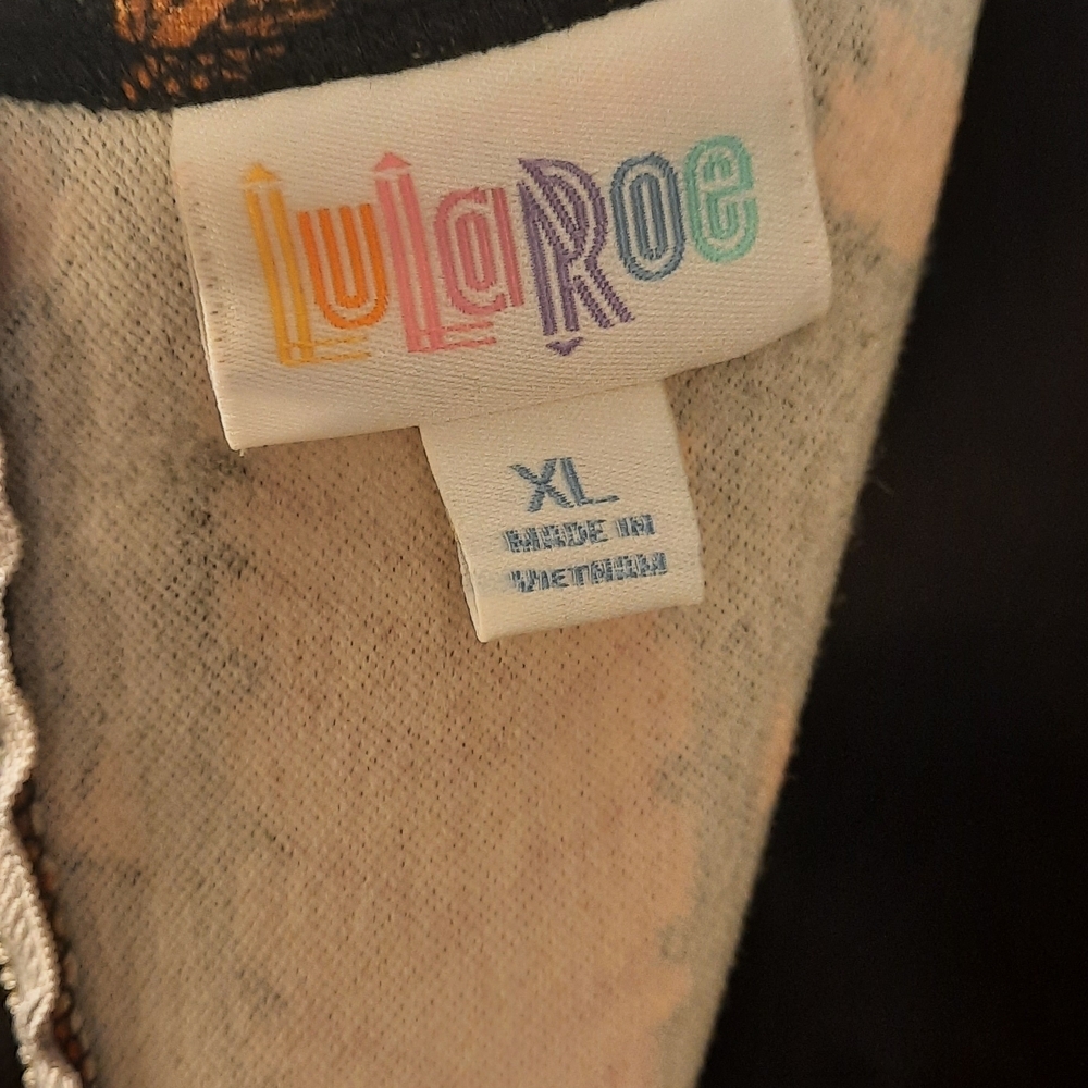 LuLaRoe Black and Brown Geometric Midi Dress - Picture 4 of 11